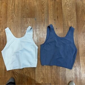 Lululemon Athletica Blue and white Sleeveless Fitted Crop Tank Tops bundle